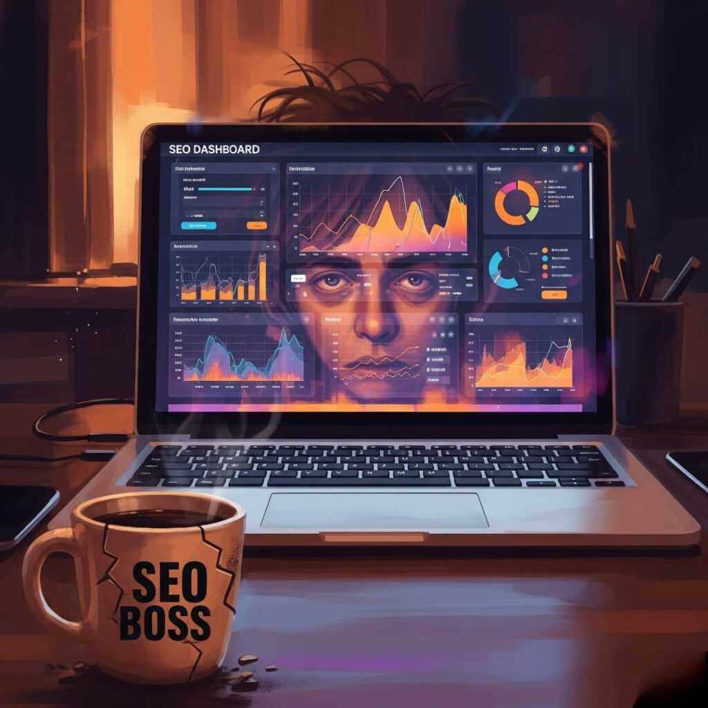 A digital painting of a laptop with a face reflected