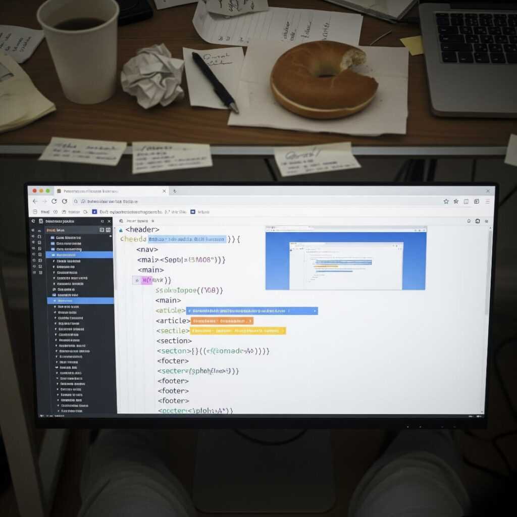 Chaotic under-desk view: semantic HTML coding
