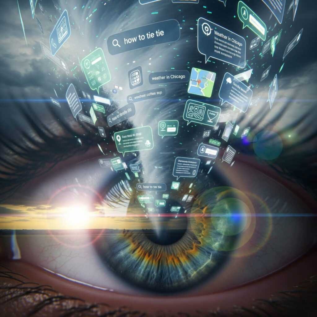 Inside eye, search queries, bot answers, tornado