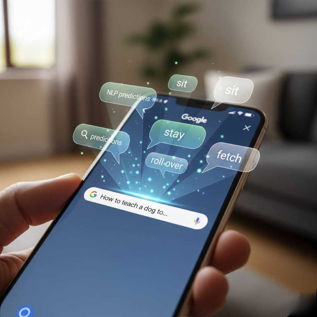Phone with Google search and holographic NLP predictions.