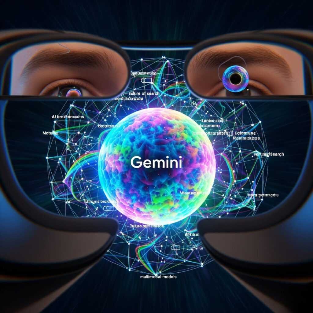 VR view of glowing "Gemini" orb over hyperlinks.